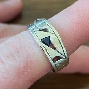 14k White Gold Ring Blue Gemstone .25oz weight